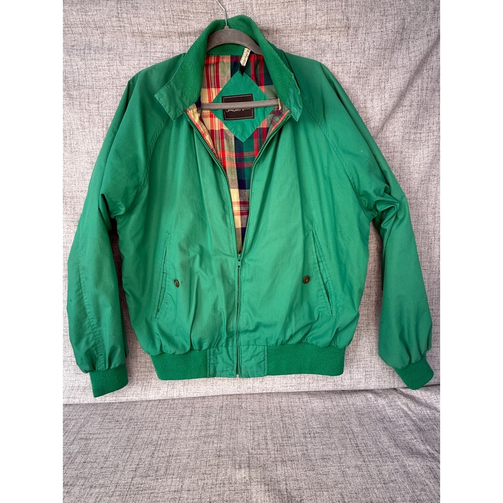 Vintage Saks Fifth Avenue Gordon & Ferguson Green Harrington Jacket Mens L Plaid